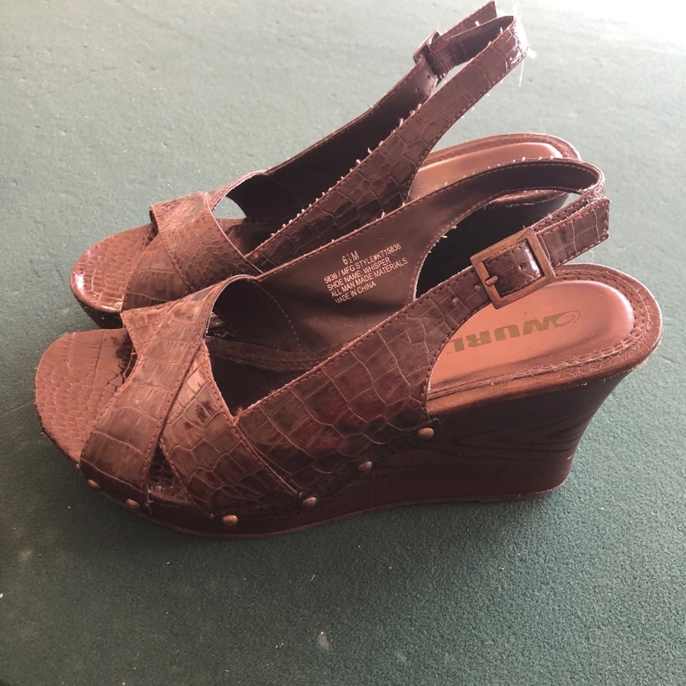 Brown wedge sandals Size 6 1/2